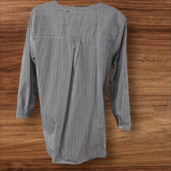 Talbots Women Pt Large Popover Blouse Tunic Cotton Classic Stripe Nautical (516) - Picture 3 of 13